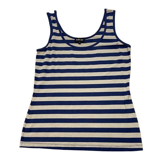 Ronen Chen Blue and Taupe Striped Tank Top Size 2 XS - Picture 2 of 9